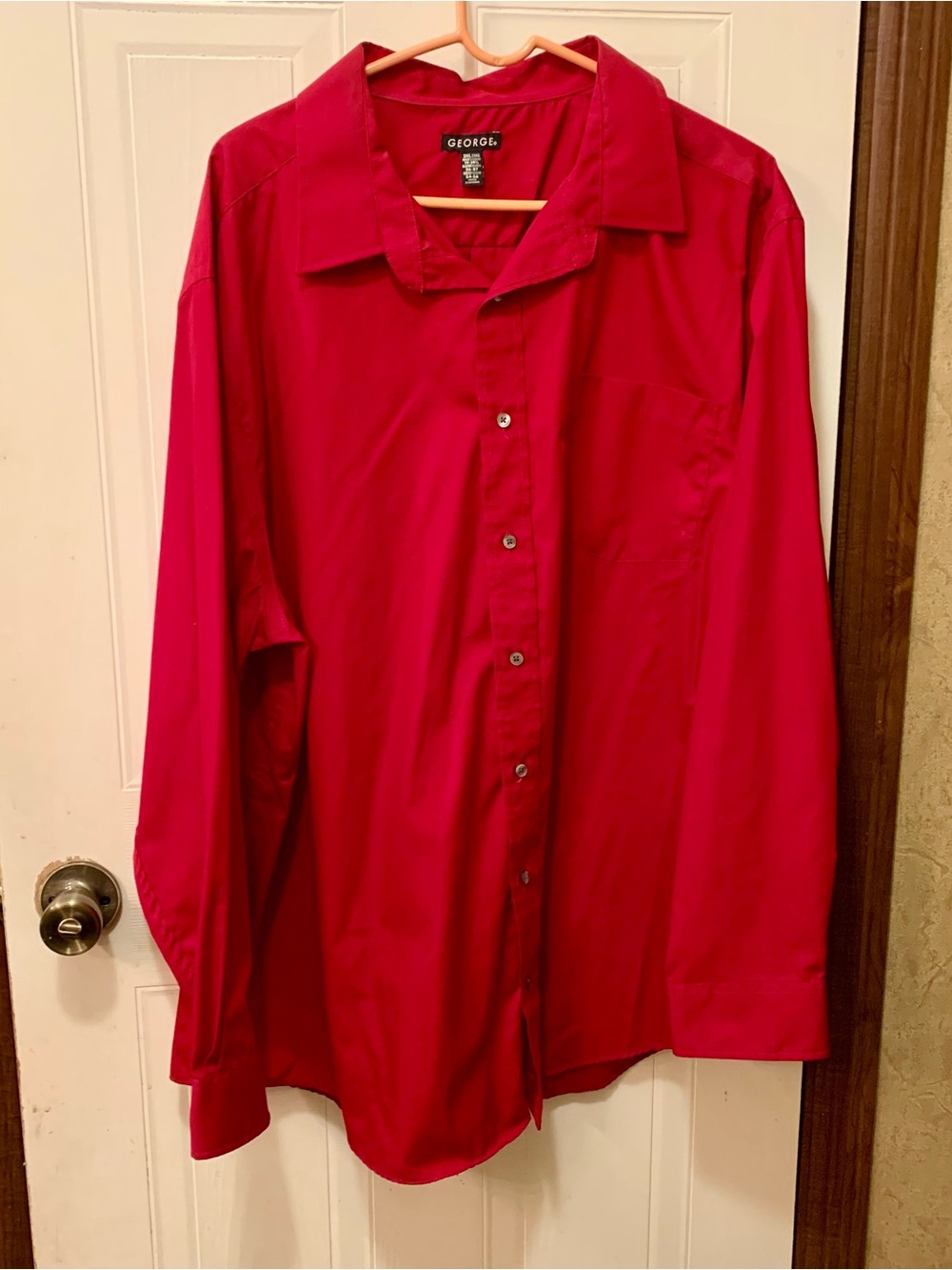 George Men’s 3X Red Long-Sleeve Button-Down Shirt NWOT
